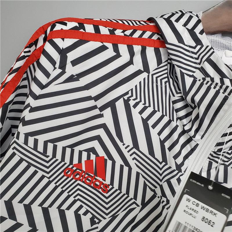 Corta-vento Manchester United Adidas - Branco e Preto